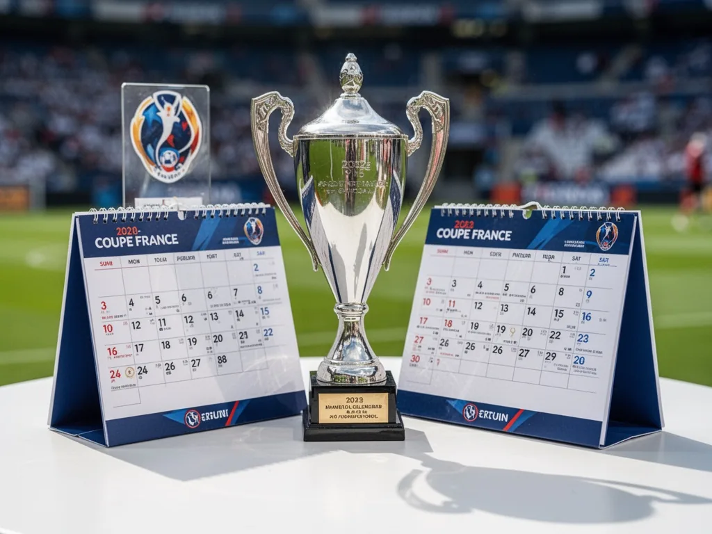 Un calendrier de la Coupe de France avec un ballon de football