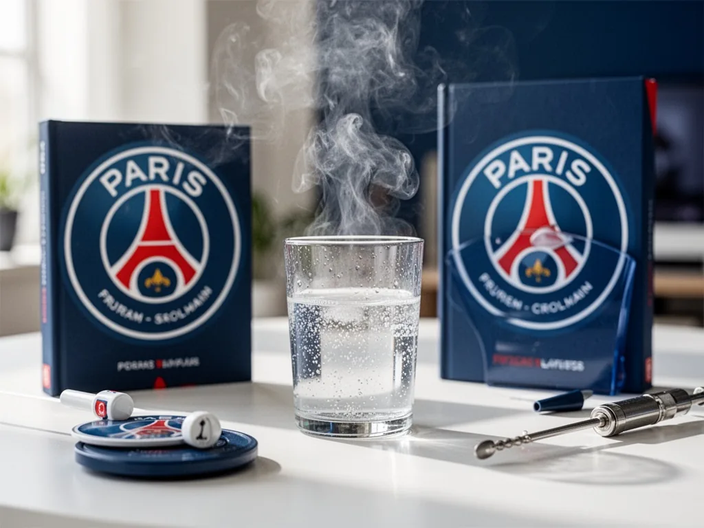 Ambiance électrique au stade Vélodrome pendant un Classique OM-PSG, fumigènes et tifos dans le virage des supporters marseillais